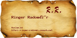 Ringer Radomér névjegykártya